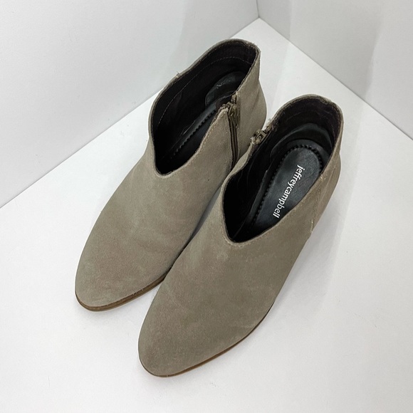 JEFFREY CAMPBELL — TAN, SUEDE, ZIP BLOCK HEEL ANKLE BOOTS, KAMET 2 BOOTS, US 6 - Picture 8 of 11